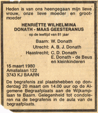Overlijdensbericht H.W. Donath-MG (1980)